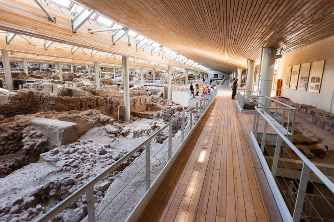 Archaeological Bus Tour To Akrotiri Excavations & Red Beach - Megalochori shows a quieter Santorini