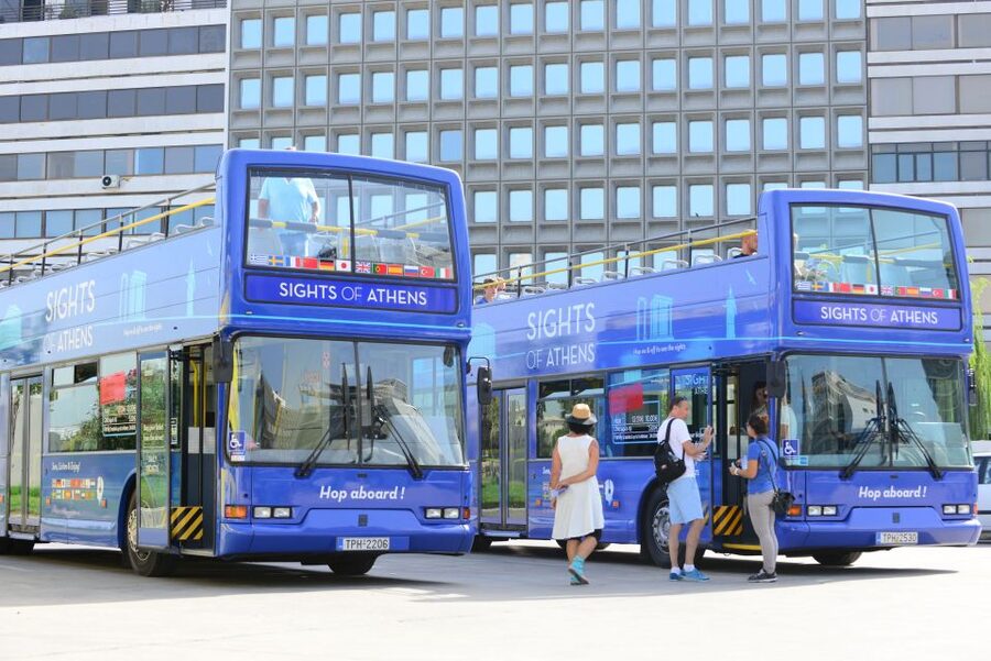 Athens, Piraeus, and Coastline: Blue Hop-On Hop-Off Bus - The Orange Line through ancient Athens