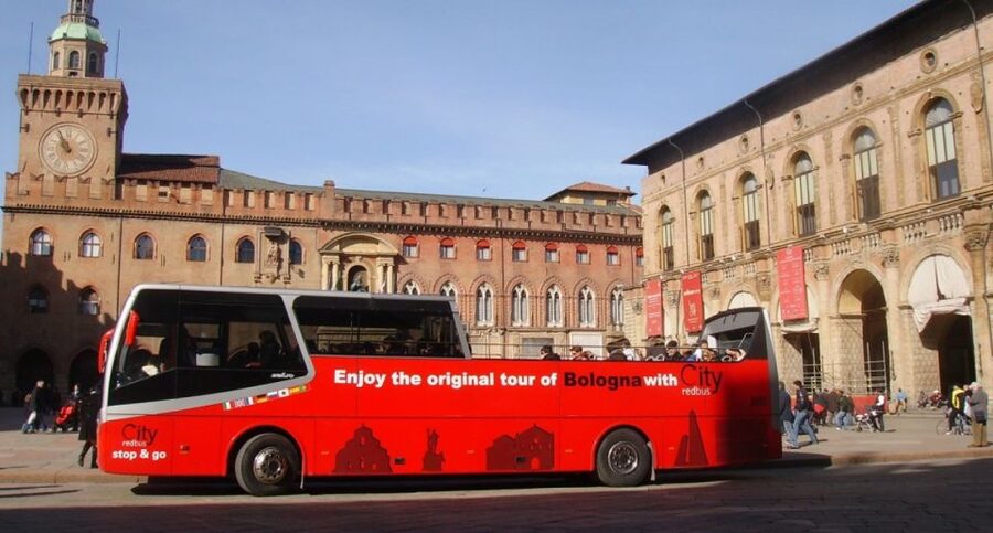 Bologna: Open Bus City Tour and Local Food Tasting - Towers, university buildings, and views beyond the square