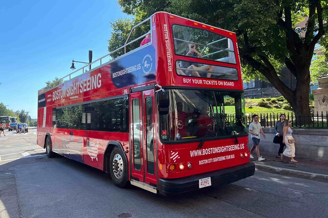 Boston Sightseeing Single Ride Pass With Double Decker Tour Bus - Trinity Church and the route toward Fenway Park