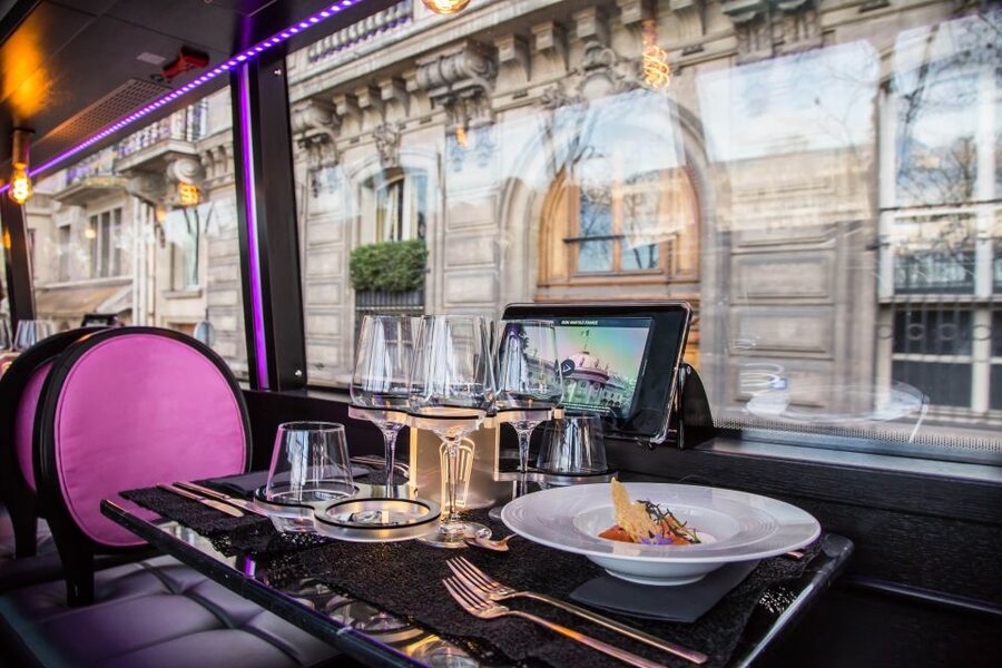 Bus Toqué Champs Elysées Tour w/ 3-Course Dinner & Champagne - Booking, timing, and practical details