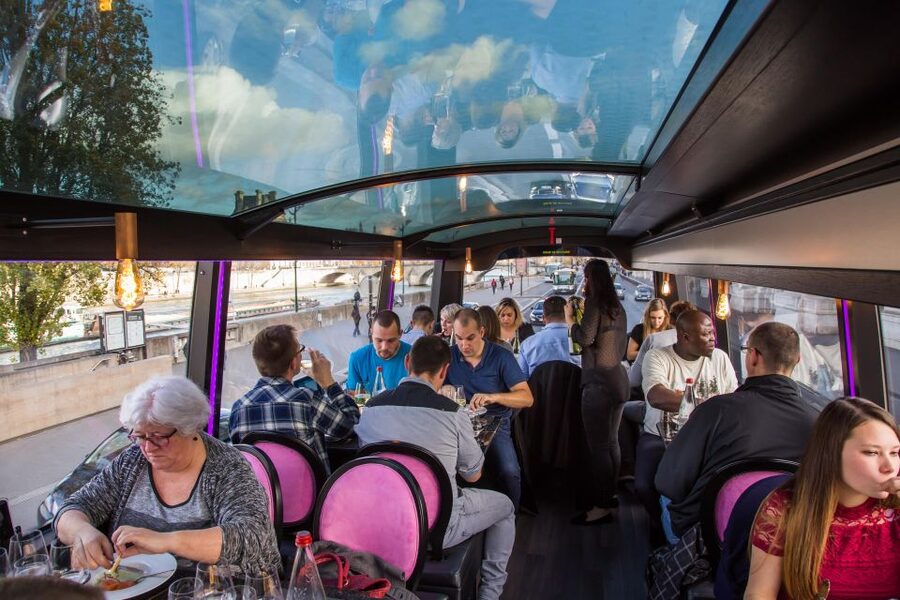 Bus Toqué Champs Elysées Tour w/ 3-Course Dinner & Champagne - Three courses made for the road