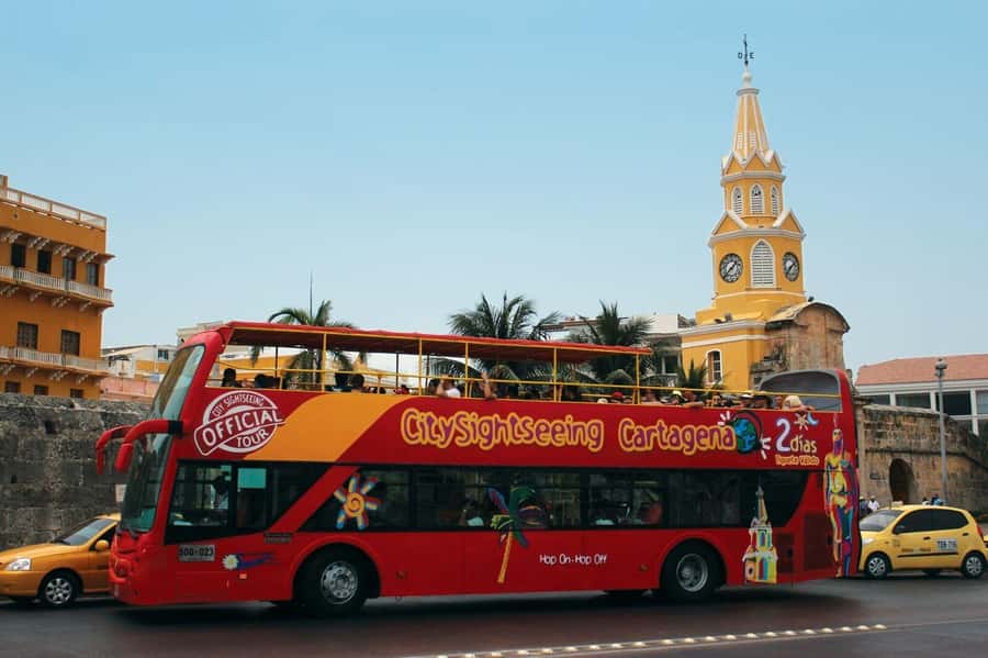 Cartagena: City Sightseeing Hop-On Hop-Off Bus Tour & Extras - Stop 1: Torre del Reloj and the Walled City