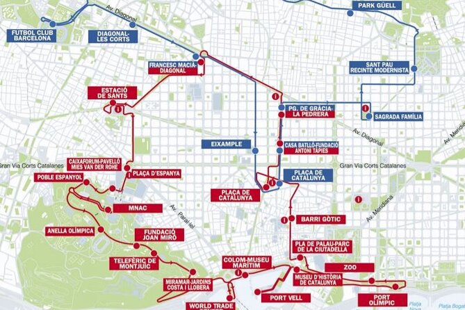 City Sightseeing Barcelona Hop-On Hop-Off Bus Tour: 24 or 48-Hour - Park Güell, Sant Pau, and the blue route