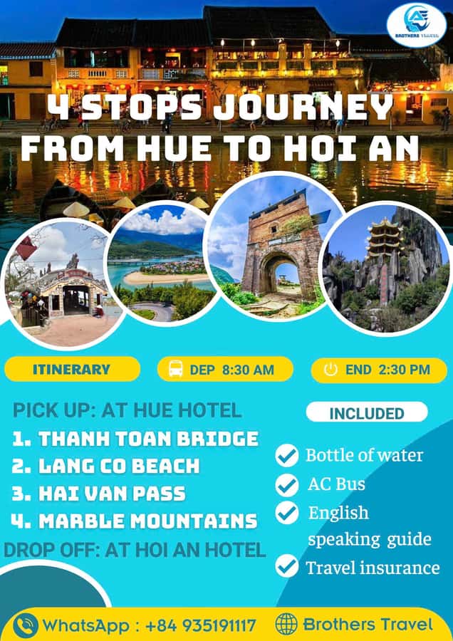 From Hue: Hoi An Guided Bus Tour with 4 Sightseeing Stops - Thanh Toan Bridge, where the day slows down