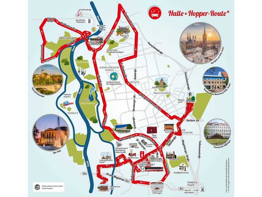 Halle (Saale) : Die Stadtrundfahrt mit dem Bus - The courthouse, Francke Foundations, and Saline Museum