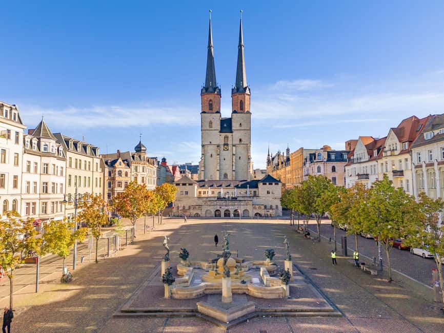 Halle (Saale) : Die Stadtrundfahrt mit dem Bus - Steintor Varieté, the water tower, and Halle’s city life