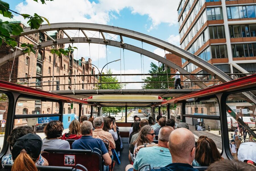 Hamburg: Hop-On Hop-Off Bus with Harbor Cruise - St. Michael’s Church and the Reeperbahn