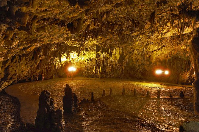 Kefalonia Island Bus Tour- Wine Tasting, Melissani & Fiscardo - Drogarati Cave is short, cool, and acoustically unusual