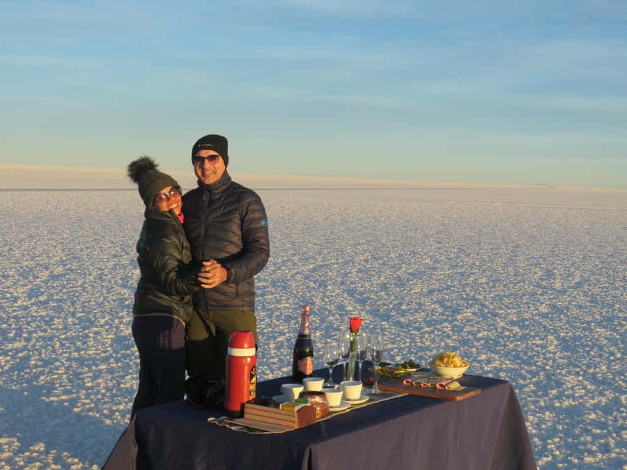 La Paz: Uyuni Salt Flats Tour by Bus - Sunset brings a gentler end to the day