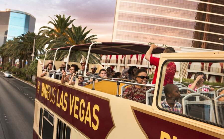 Las Vegas: Sightseeing Night Tour by Open-top Bus - Fremont Street gives the tour its strongest contrast