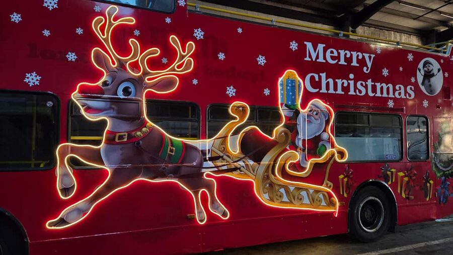 London: Christmas Lights Santa Sleigh Open-Top Tour - A festive view of London from Embankment