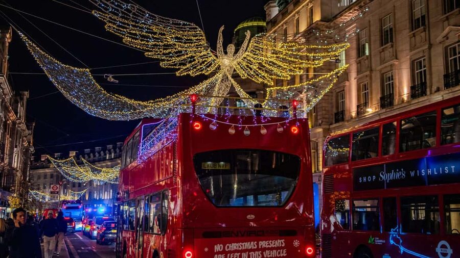 London: Christmas Lights Santa Sleigh Open-Top Tour - Whitehall brings the famous landmarks into view
