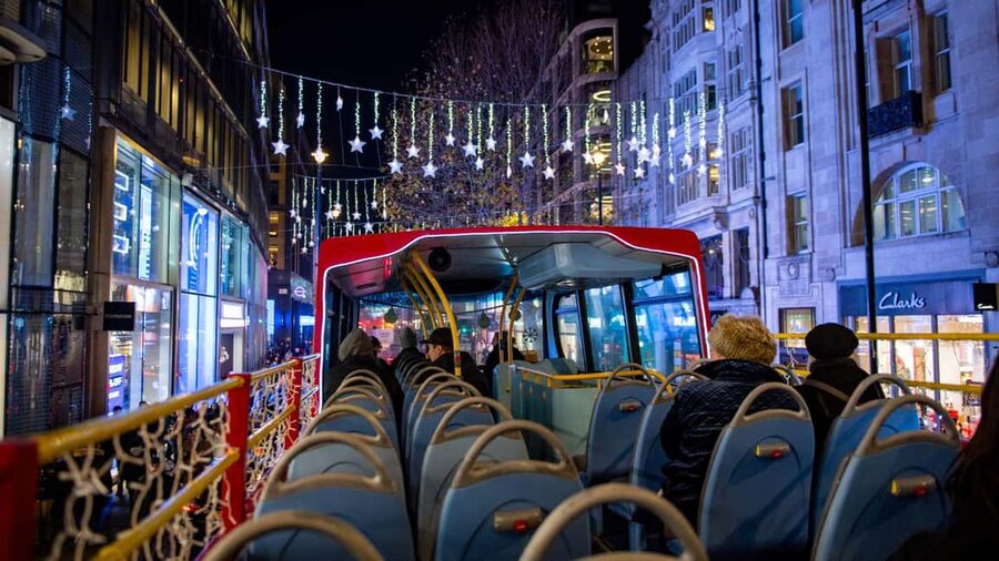 London: Christmas Lights Santa Sleigh Open-Top Tour - The Strand and Trafalgar Square come first