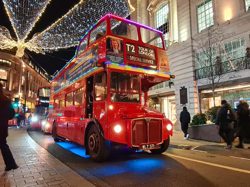 London: Christmas Lights Tour by Vintage Bus - Whitehall, Big Ben, and the London Eye on the return