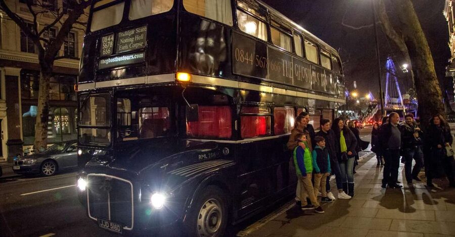London: Comedy Horror Ghost Tour on a Bus - A black bus with a grisly backstory