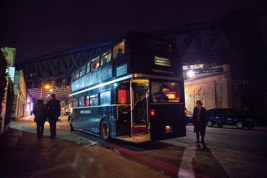 London: Comedy Horror Ghost Tour on a Bus - Meeting the Necrobus near Trafalgar Square