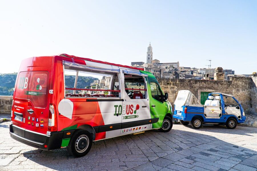 Matera: Open Top Bus Tour with Entrance to Casa Grotta - Piazza Vittorio Veneto, the modern center, and Sasso Barisano