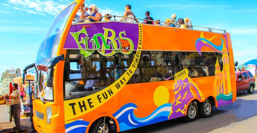 Mazatlán: Double-Decker Bus, Cliff Diving & Walking Tour - Riding above the streets to Playa Norte