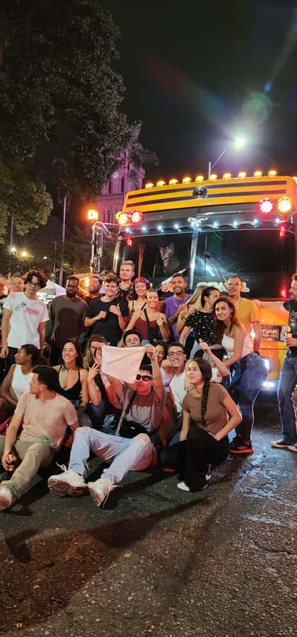 Medellin: Rumbero Party Bus with all the beer you can drink - Meeting in El Poblado at Punto de Encuentro