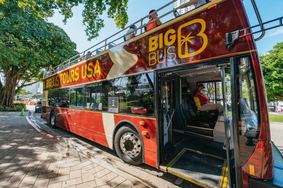 Miami: Half-Day Open-Top Bus Tour Plus Biscayne Bay Cruise - The open-top bus through Miami