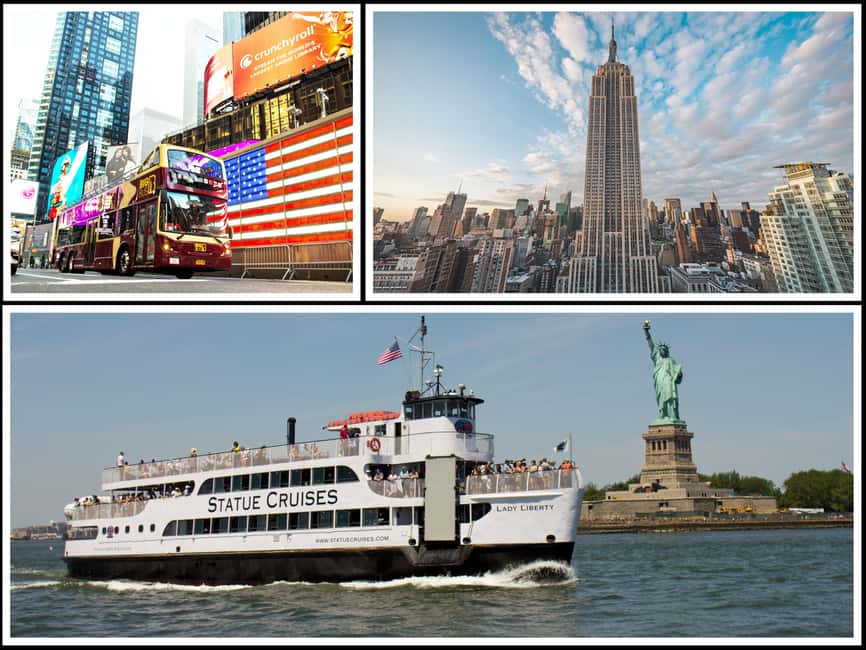 NY: Statue of Liberty, Empire State, and Hop-on Hop-off Tour - Downtown Route: bridges, Times Square, and Lower Manhattan