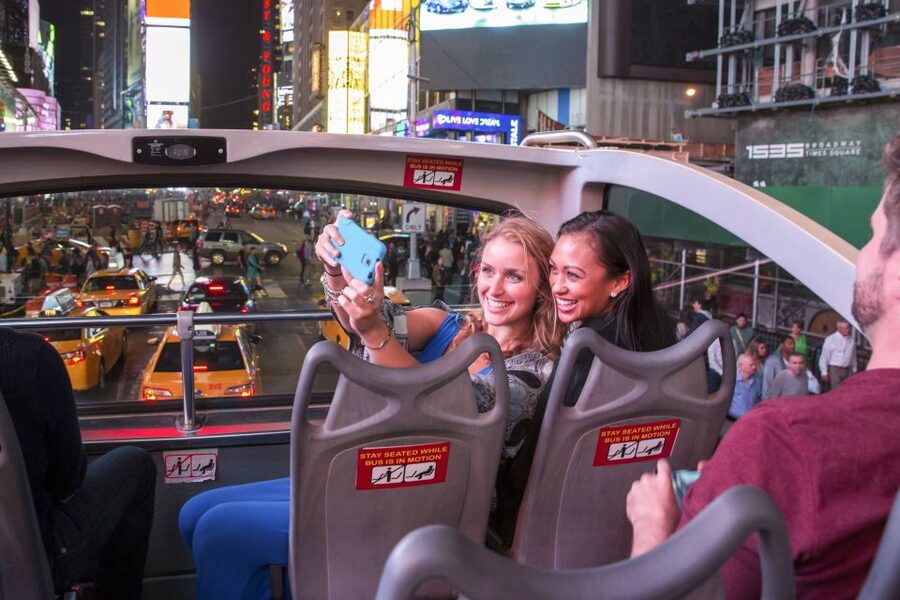 NYC: Sightseeing Night Tour by Open-Top Bus with Live Guide - Times Square, Broadway, and the Theater District