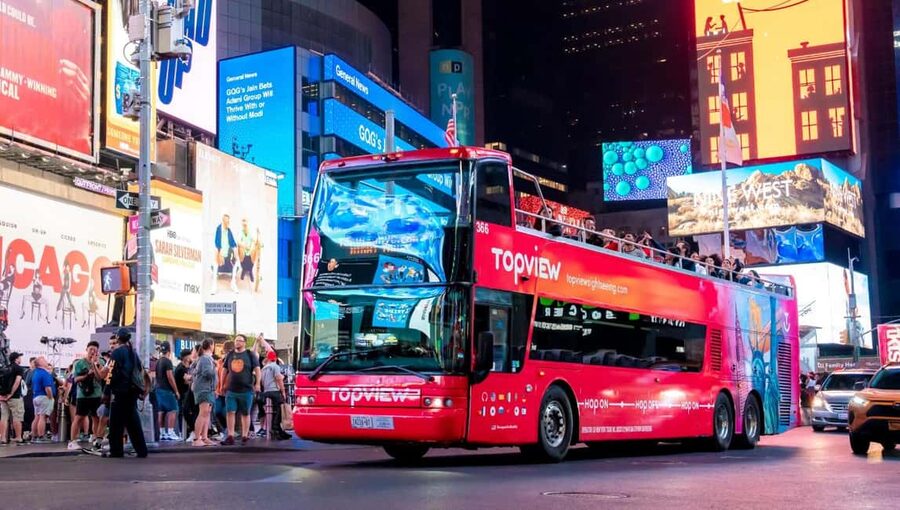 NYC: Skyline Night Tour on Double-Decker Bus - A double-decker view of Manhattan after dark