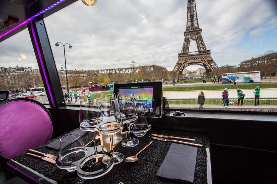 Paris: Cultural Night Bus Tour with Dinner On Board - The 4-meter-high view and the bus itself