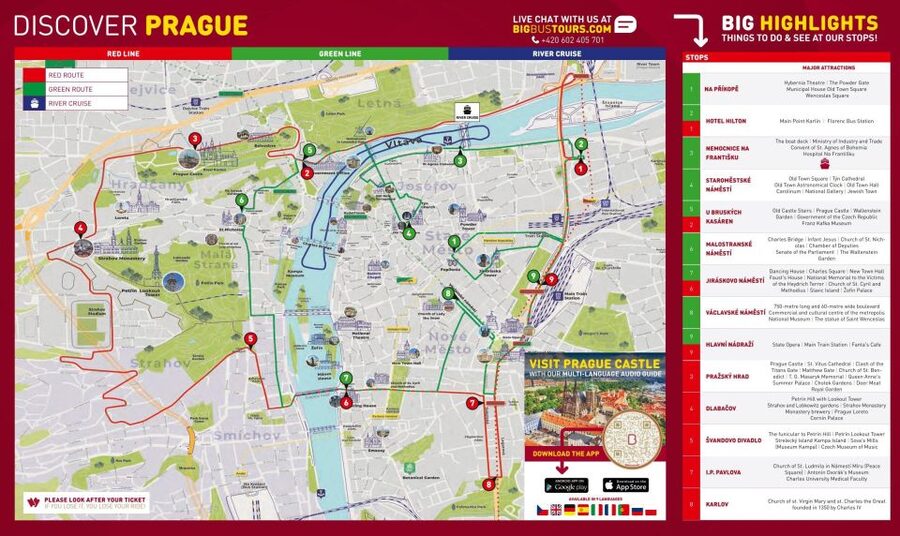 Prague: Big Bus Hop-on Hop-off, Castle Tour and River Cruise - Seeing Prague from pier 17 on the Vltava