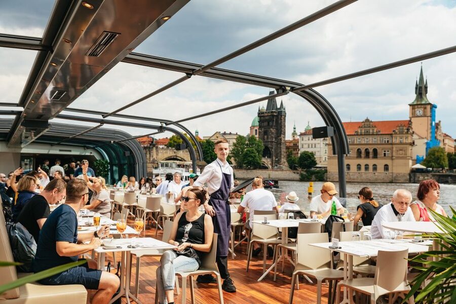 Prague: Vltava River Lunch Cruise in an Open-Top Glass Boat - The lunch buffet: a real part of the experience