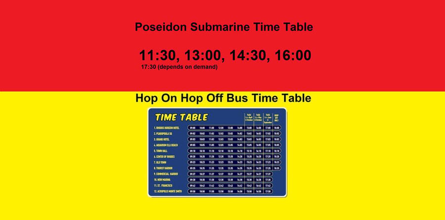 Rhodes: Combo Ticket - Hop On Hop Off Bus & Submarine Cruise - Starting with the Rhodes bus loop