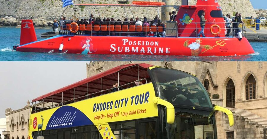 Rhodes: Hop-on Hop-off Bus and Submarine Tour - Two ways to see Rhodes in one day