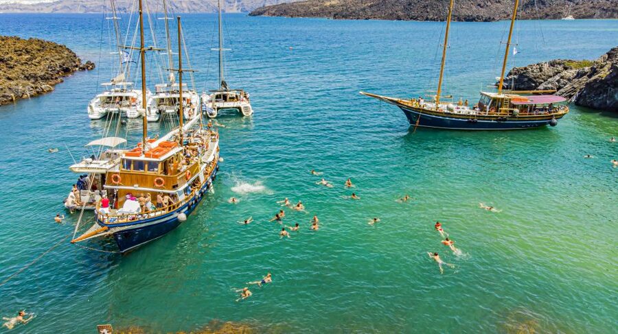 Santorini 2-Day Combo: Volcano Boat Cruise & Island Bus Tour - Wine and Profitis Ilias add variety