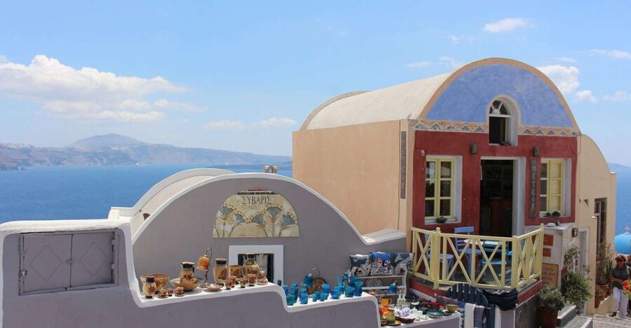 Santorini Island Bus Tour and Caldera Sunset Cruise - Prophet Elias gives you Santorini from above