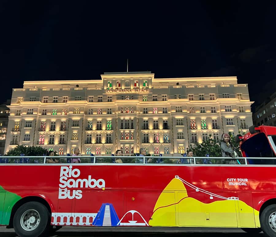 Skyline Night Tour Rio de Janeiro - Panoramic City Tour Rio Samba Bus - Rio at night, seen from the top of a samba bus