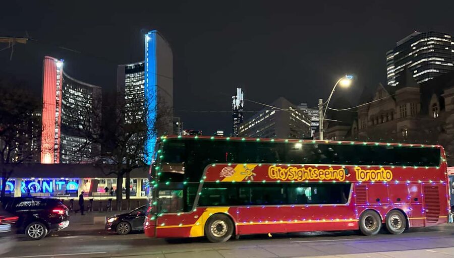 Toronto: Festive Lights Bus Tour - The Financial District after dark